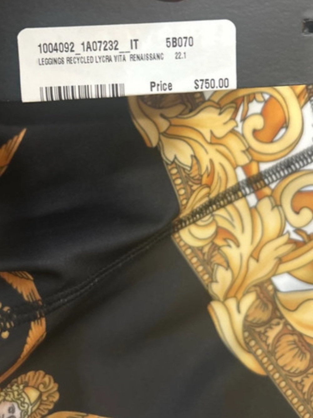 Versace Black & Gold Baroque Stretch Leggings